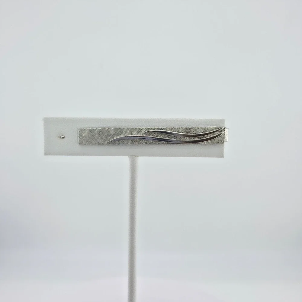 Vintage Tie Clip Tie Bar Tie Clasp Accent Waves Textured Silver Tone FREE $HIP!!